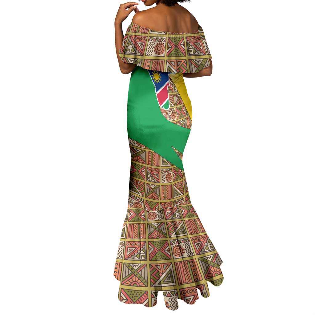 Afro Namibia Map Mermaid Dress National Emblem and Cultural Motif Design
