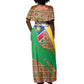 Afro Namibia Map Off Shoulder Maxi Dress National Emblem and Cultural Motif Design
