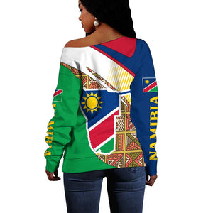 Afro Namibia Map Off Shoulder Sweater National Emblem and Cultural Motif Design