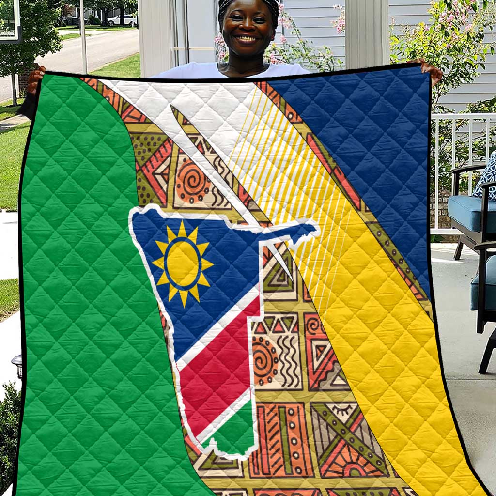 Afro Namibia Map Quilt National Emblem and Cultural Motif Design