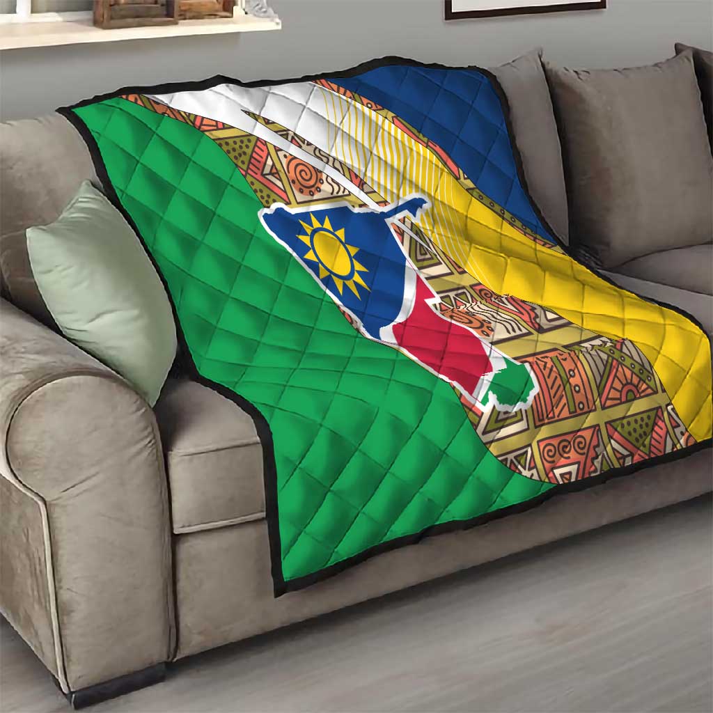 Afro Namibia Map Quilt National Emblem and Cultural Motif Design