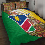 Afro Namibia Map Quilt Bed Set National Emblem and Cultural Motif Design