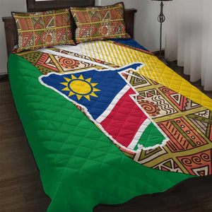 Afro Namibia Map Quilt Bed Set National Emblem and Cultural Motif Design