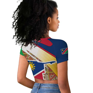 Afro Namibia Map Raglan Cropped T shirt National Emblem and Cultural Motif Design