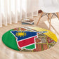 Afro Namibia Map Round Carpet National Emblem and Cultural Motif Design