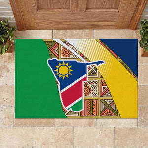Afro Namibia Map Rubber Doormat National Emblem and Cultural Motif Design