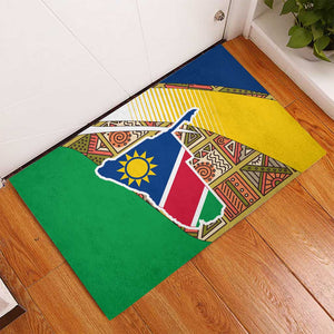 Afro Namibia Map Rubber Doormat National Emblem and Cultural Motif Design