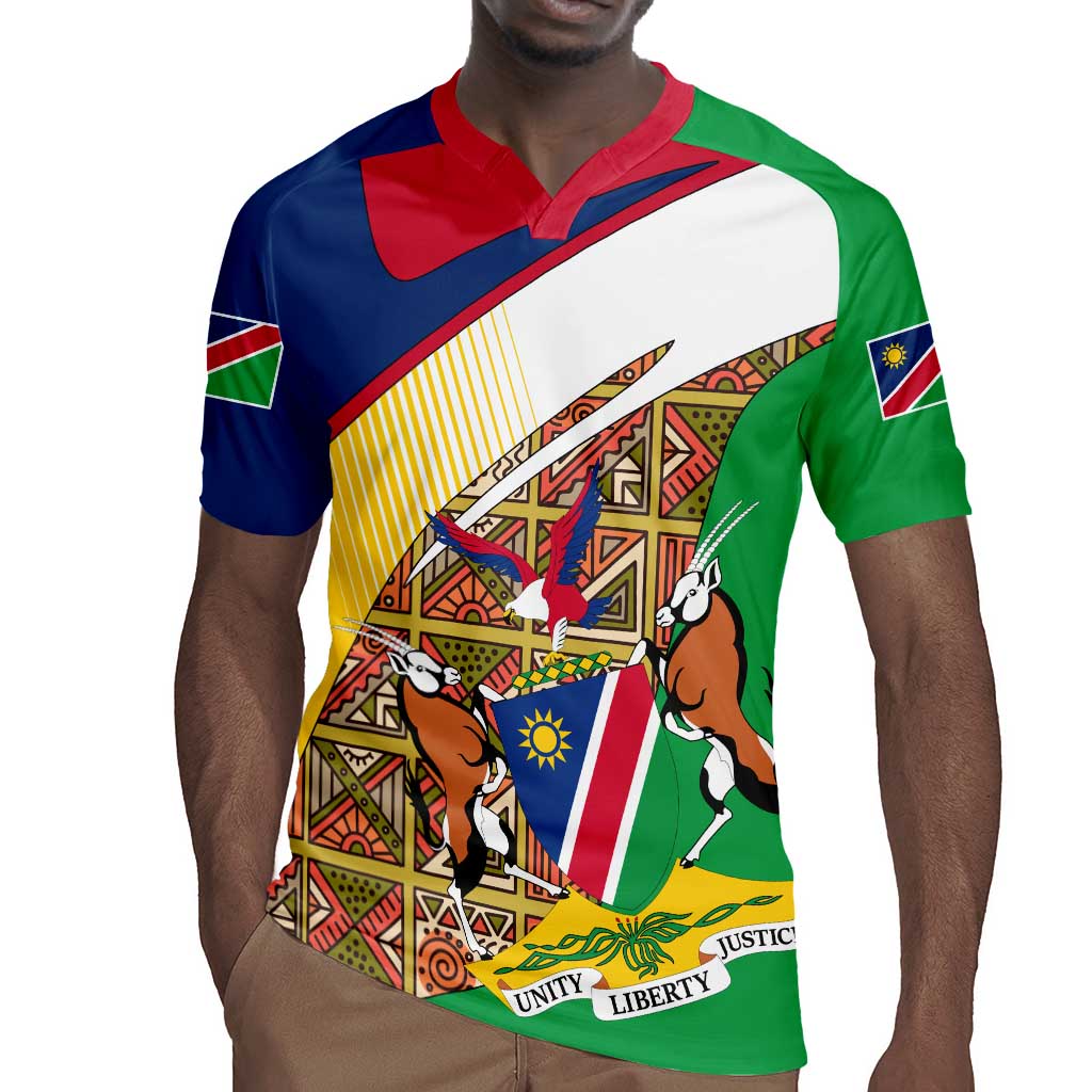 Afro Namibia Map Rugby Jersey National Emblem and Cultural Motif Design
