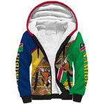 Afro Namibia Map Sherpa Hoodie National Emblem and Cultural Motif Design