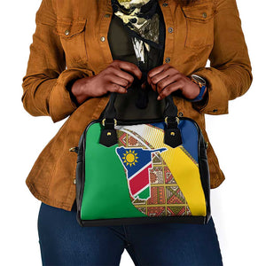 Afro Namibia Map Shoulder Handbag National Emblem and Cultural Motif Design