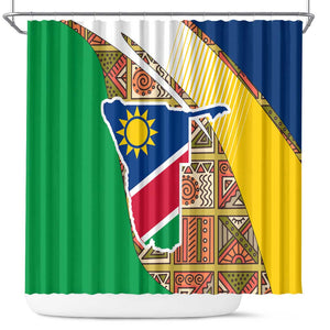 Afro Namibia Map Shower Curtain National Emblem and Cultural Motif Design
