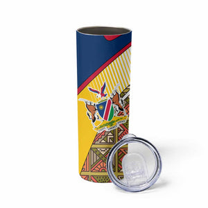 Afro Namibia Map Skinny Tumbler National Emblem and Cultural Motif Design