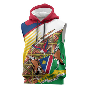 Afro Namibia Map Sleeveless Hoodie National Emblem and Cultural Motif Design - African Pride