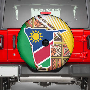 Afro Namibia Map Spare Tire Cover National Emblem and Cultural Motif Design
