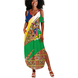 Afro Namibia Map Summer Maxi Dress National Emblem and Cultural Motif Design