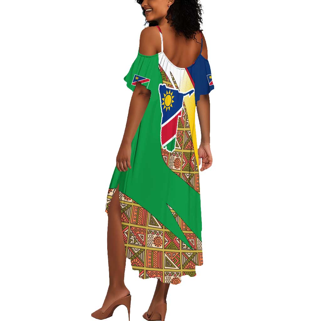 Afro Namibia Map Summer Maxi Dress National Emblem and Cultural Motif Design