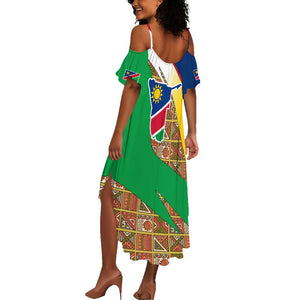 Afro Namibia Map Summer Maxi Dress National Emblem and Cultural Motif Design
