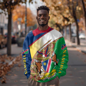 Afro Namibia Map Sweatshirt National Emblem and Cultural Motif Design