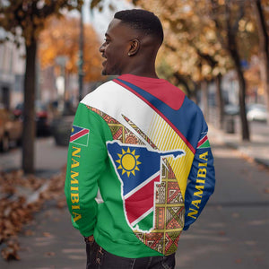 Afro Namibia Map Sweatshirt National Emblem and Cultural Motif Design