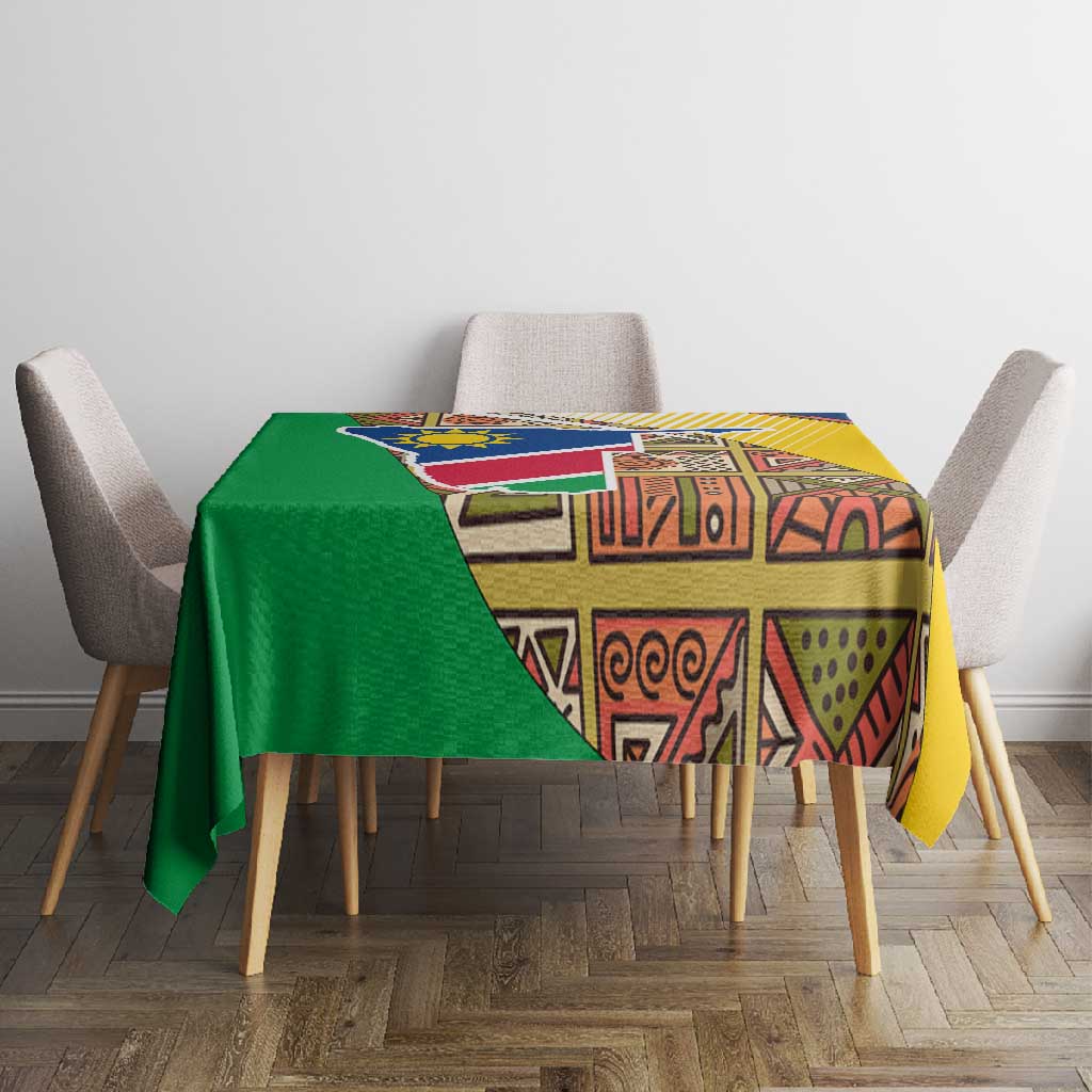 Afro Namibia Map Tablecloth National Emblem and Cultural Motif Design