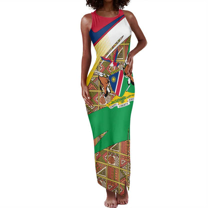 Afro Namibia Map Tank Maxi Dress National Emblem and Cultural Motif Design