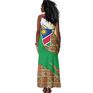 Afro Namibia Map Tank Maxi Dress National Emblem and Cultural Motif Design