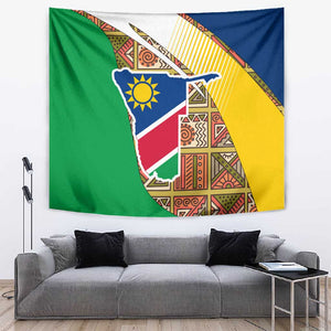 Afro Namibia Map Tapestry National Emblem and Cultural Motif Design