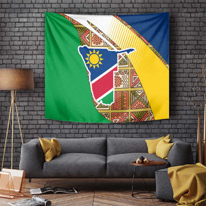 Afro Namibia Map Tapestry National Emblem and Cultural Motif Design