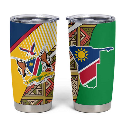 Afro Namibia Map Tumbler Cup National Emblem and Cultural Motif Design