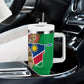 Afro Namibia Map Tumbler With Handle National Emblem and Cultural Motif Design