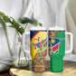 Afro Namibia Map Tumbler With Handle National Emblem and Cultural Motif Design