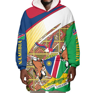 Afro Namibia Map Wearable Blanket Hoodie National Emblem and Cultural Motif Design