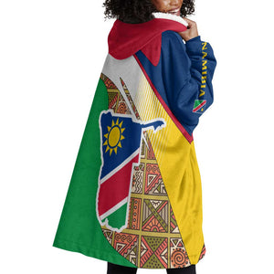 Afro Namibia Map Wearable Blanket Hoodie National Emblem and Cultural Motif Design