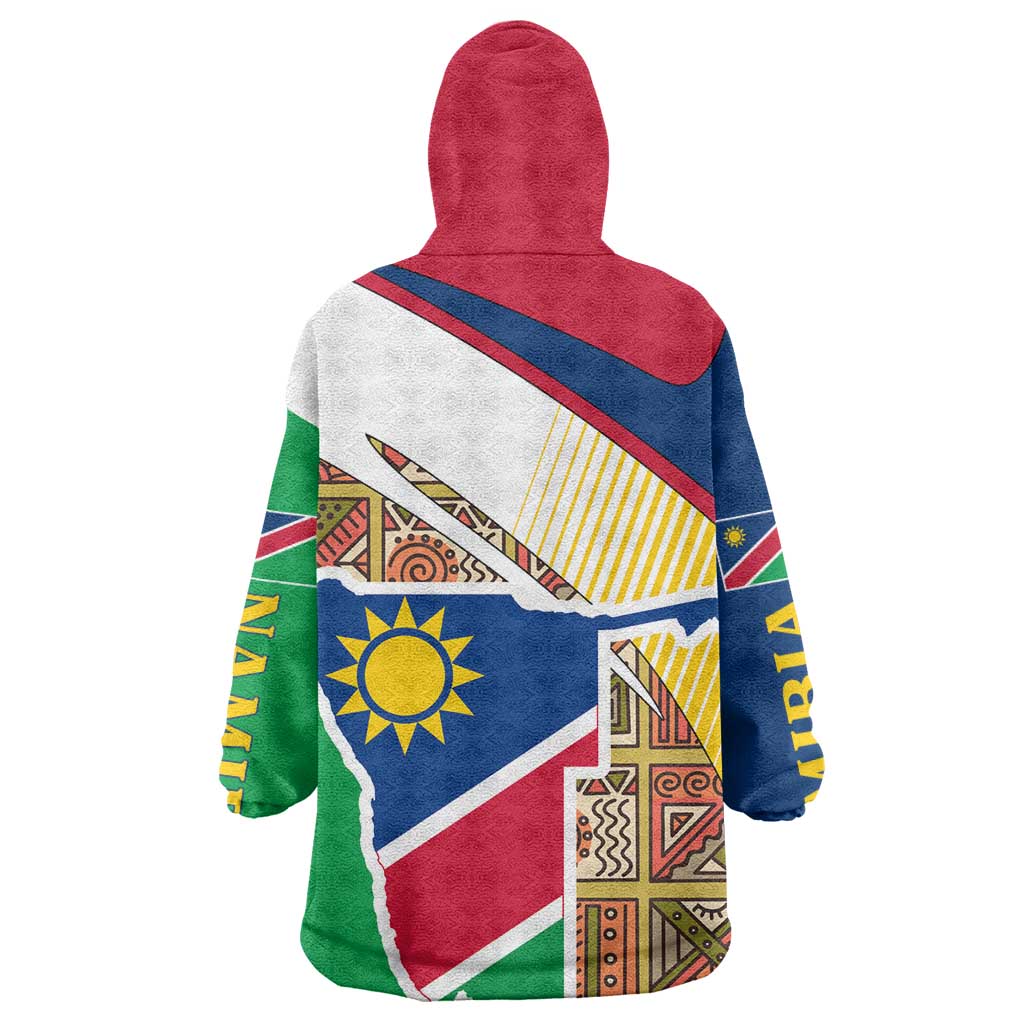 Afro Namibia Map Wearable Blanket Hoodie National Emblem and Cultural Motif Design