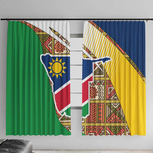 Afro Namibia Map Window Curtain National Emblem and Cultural Motif Design