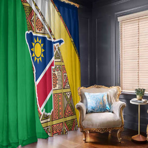 Afro Namibia Map Window Curtain National Emblem and Cultural Motif Design