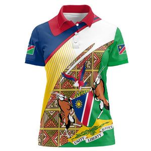Afro Namibia Map Women Polo Shirt National Emblem and Cultural Motif Design