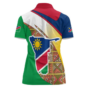 Afro Namibia Map Women Polo Shirt National Emblem and Cultural Motif Design