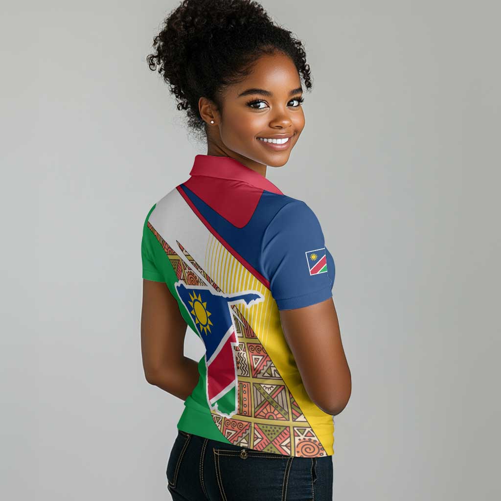 Afro Namibia Map Women Polo Shirt National Emblem and Cultural Motif Design