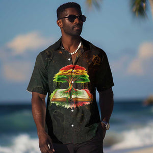 Black History Tree of Knowledge Hawaiian Shirt Pan-African Afrocentric Drip Art Illustration
