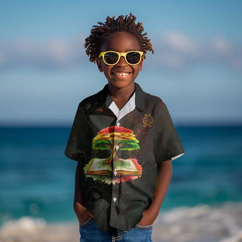 Black History Tree of Knowledge Kid Hawaiian Shirt Pan-African Afrocentric Drip Art Illustration