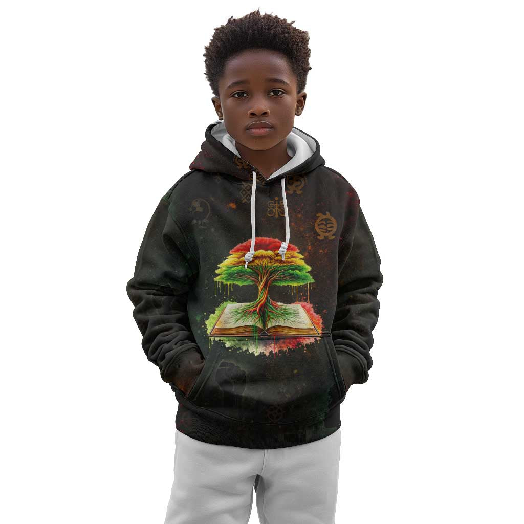 Black History Tree of Knowledge Kid Hoodie Pan-African Afrocentric Drip Art Illustration