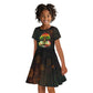 Black History Tree of Knowledge Kid Short Sleeve Dress Pan-African Afrocentric Drip Art Illustration