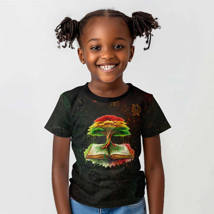 Black History Tree of Knowledge Kid T shirt Pan-African Afrocentric Drip Art Illustration