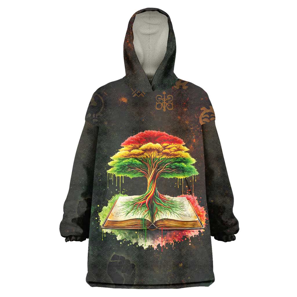 Black History Tree of Knowledge Kid Wearable Blanket Hoodie Pan-African Afrocentric Drip Art Illustration
