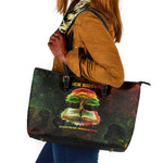 Black History Tree of Knowledge Leather Tote Bag Pan-African Afrocentric Drip Art Illustration