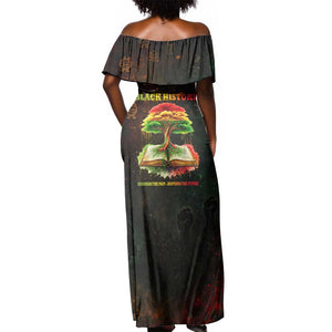 Black History Tree of Knowledge Off Shoulder Maxi Dress Pan-African Afrocentric Drip Art Illustration