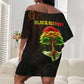 Black History Tree of Knowledge Off Shoulder Short Dress Pan-African Afrocentric Drip Art Illustration
