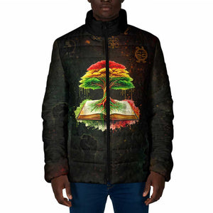 Black History Tree of Knowledge Padded Jacket Pan-African Afrocentric Drip Art Illustration