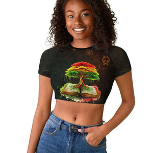 Black History Tree of Knowledge Raglan Cropped T shirt Pan-African Afrocentric Drip Art Illustration